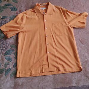 Joseph Abboud Orange Silk Blend Short Sleeve Button Down Casual Shirt-XL-NWT